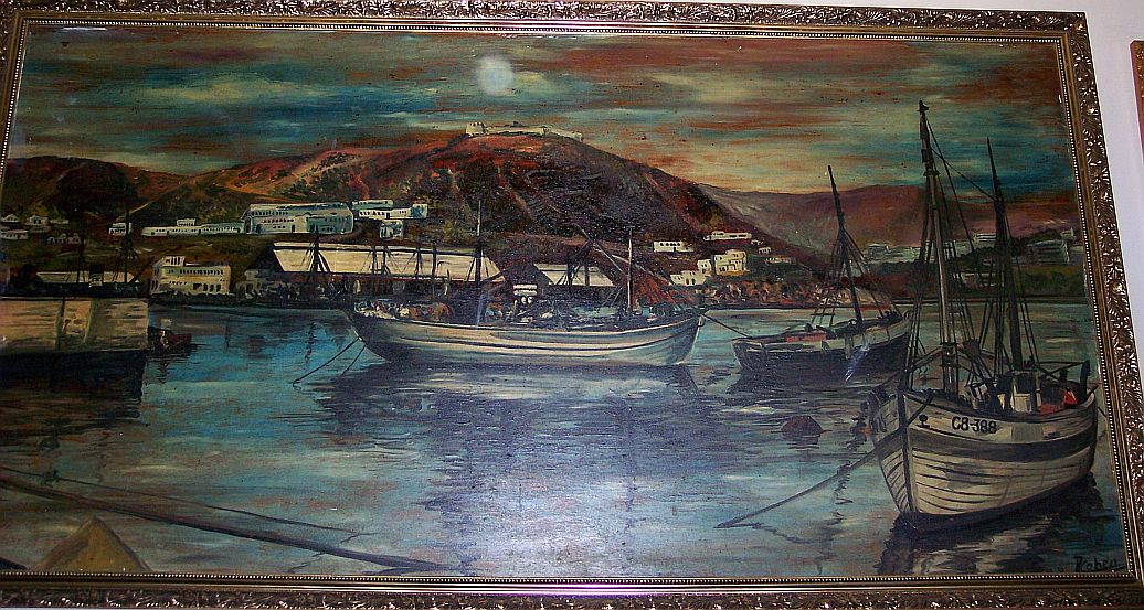 Raphael Cohen,Port d\'Agadir, 1957, tableau a Jerusalem.jpg