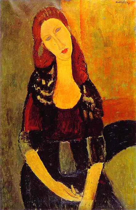 Amedeo Modigliani. Portrait of Jeanne Hébuterne (1898 -1920), Common-Law Wife of Amedeo Modigliani. 1918. Oil on canvas.rec.jpg