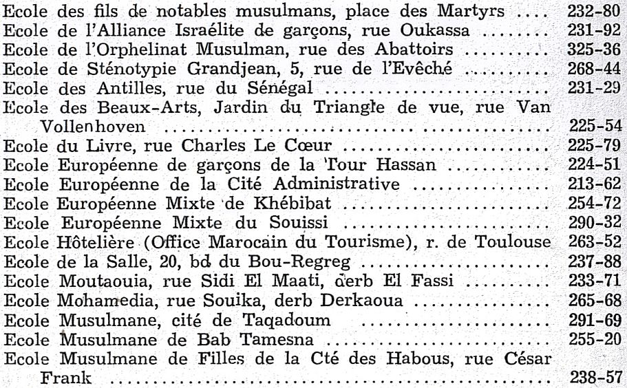 Liste des ecoles et etablissements scolaires Rabat 1958. suite 1.jpg