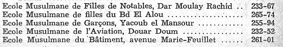 Liste des ecoles et etablissements scolaires Rabat 1958. suite 2.jpg
