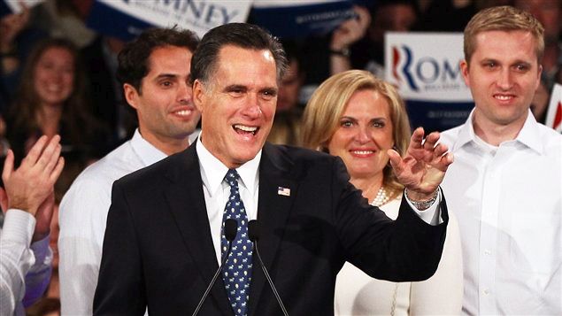 Mitt Romney cél\'bre sa victoie aux Primaires du New Hamshire.jpg
