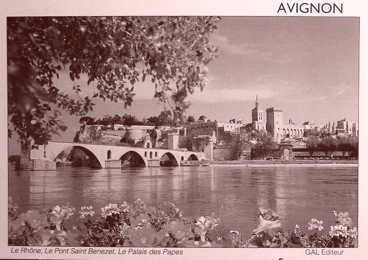Avignon - Le Rhone - Le Pont St Benezet - Le Palais des Papes color.jpg