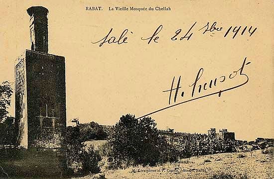 mosquee du Chellah de Rabat, carte ecrite a Sale, 1914.jpg
