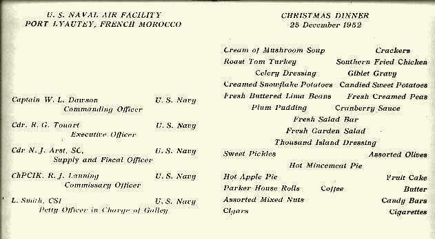 xmas1952 menu du diner de Noel a Port Lyautey en 1952.jpg