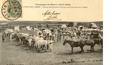 Campagne du Maroc (1907 - 1908) - CASBAH BEN AHMED - Bivouac des Chasseurs d\'Afrique dans l\'enceinte de la Casbah (Jh Boussuge).jpg