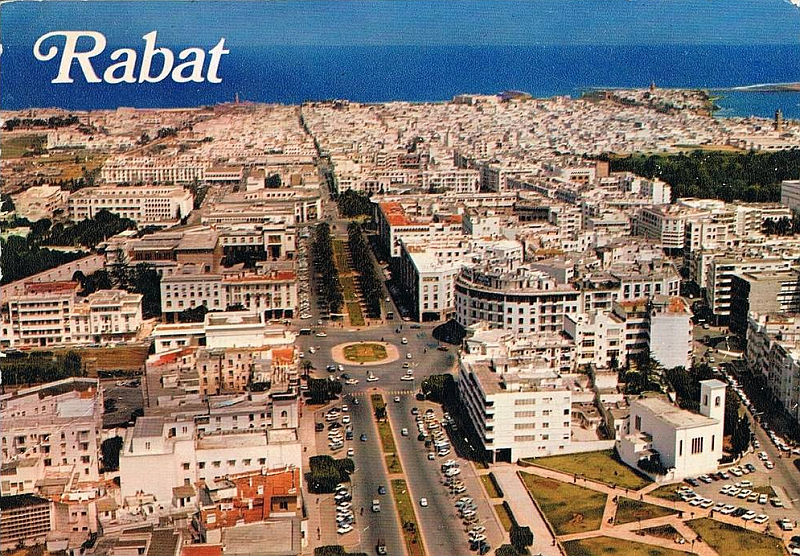 Rabat avenue Mohammed V place de la Poste , place de la Gare, jardin du triangle de vue.jpg