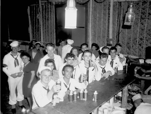 Inside the Enlisted Men\'s Mehedia Beach Club. Although beer came in cans in 1947 - 48,.jpg