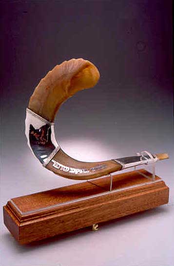 The silver-plated shofar, (ram\'s horn), is blown in the Holy Temple on fast days..jpg