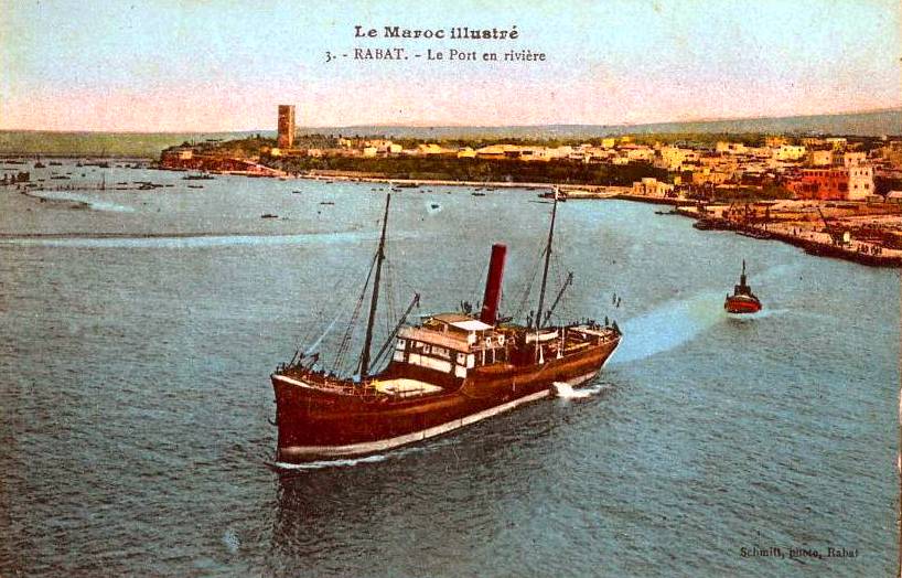 Rabat le port en rivière 1923, allons à la pêche à l'alose.jpg