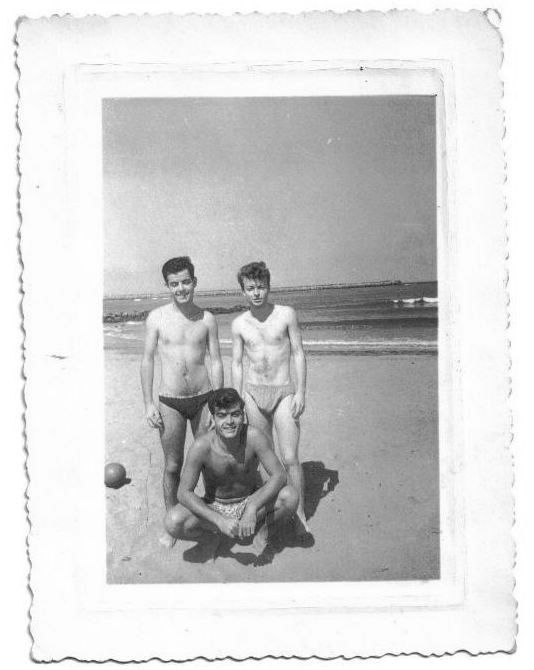 Judex, Charles et Raphy a la plage de Sale, circa 1955.a.jpg